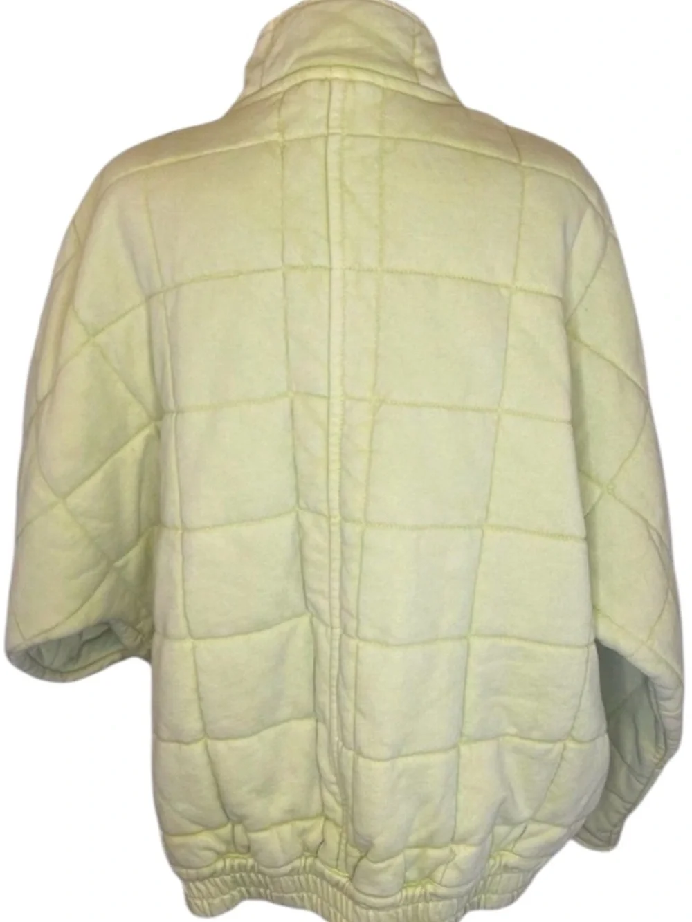 Free People Neon Yellow Green Quilted Puffer Jacket Size Large EUC - Picture 4 of 6